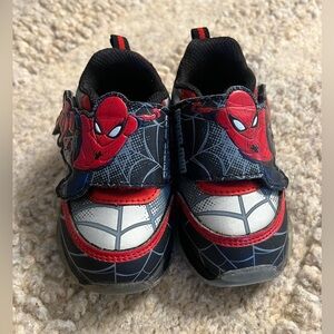 Marvel Spider-Man Light Up Sneakers Boys Red Black Velcro- Toddler Size 5